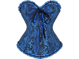 2026-corset Floral Sexy Para Mulher Com Calcinha Na Espalda Lingerie Bustier Tamanho Plus Bih 5xl Azul