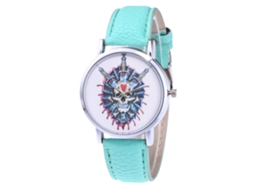 Relógio feminino de quartzo com pulseira de PU, mostrador redondo moderno, modelo casual Zhoulianfa (verde menta)