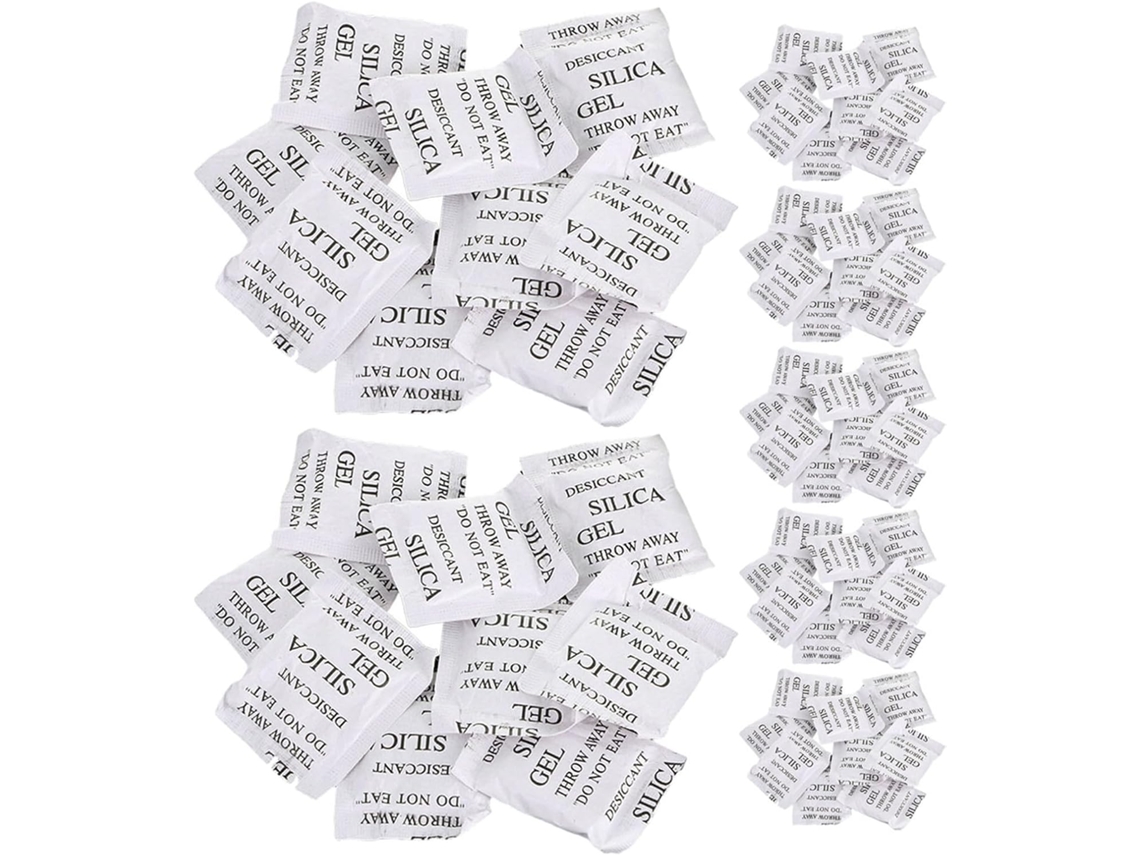 Pacotes De Sílica Gel Transparente Com 100 Unidades De Alta Absorção.