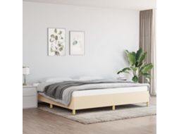 Estrutura De Cama Sem Colchão 200x200 Cm Tecido Cor Creme