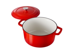Forno Holandês de Ferro Fundido Esmaltado 5 68 L para Assar Pão Massa Madre com Tampa e 2 Alças Até 260 C Panela Cozinhar Fritar 4 a 6 Pessoas 350 X