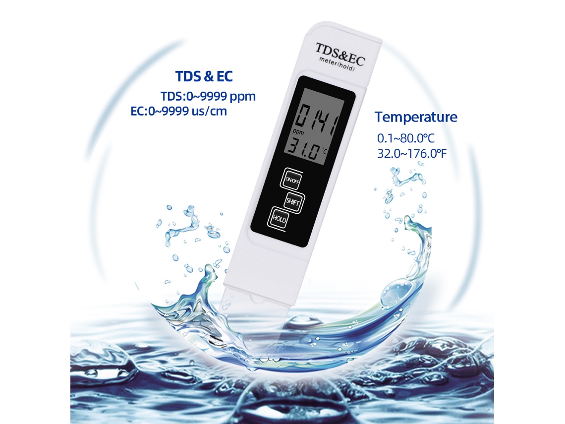 Yuru analisador de Qualidade da Água Digital 3 em 1 com Tds/ec/temperatura, Desligamento Automático e Portátil