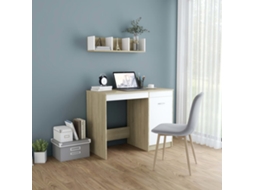 Vidaxl Secretária 100x50x76 Cm Contraplacado Branco/carvalho Sonoma