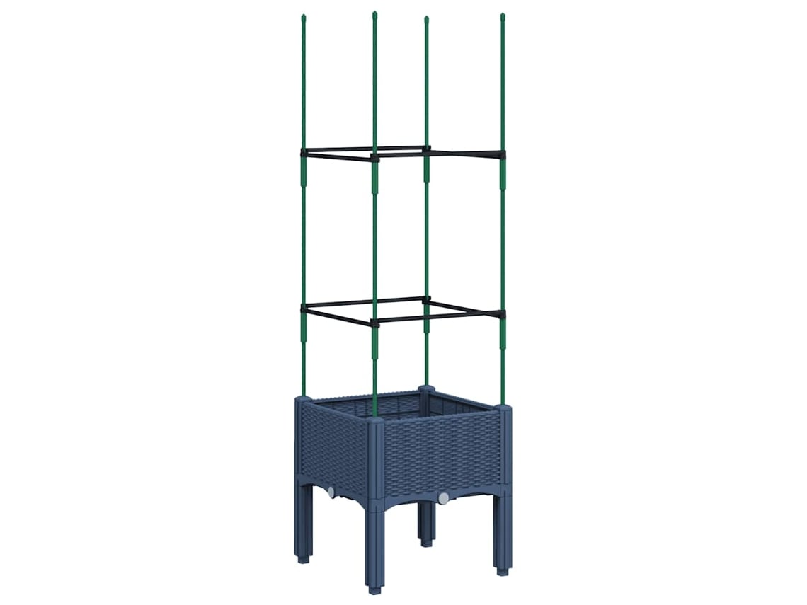 Vaso/Floreira de Jardim com Treliça VIDAXL Pp Cinzento 40 X 40 X 142.5 Cm