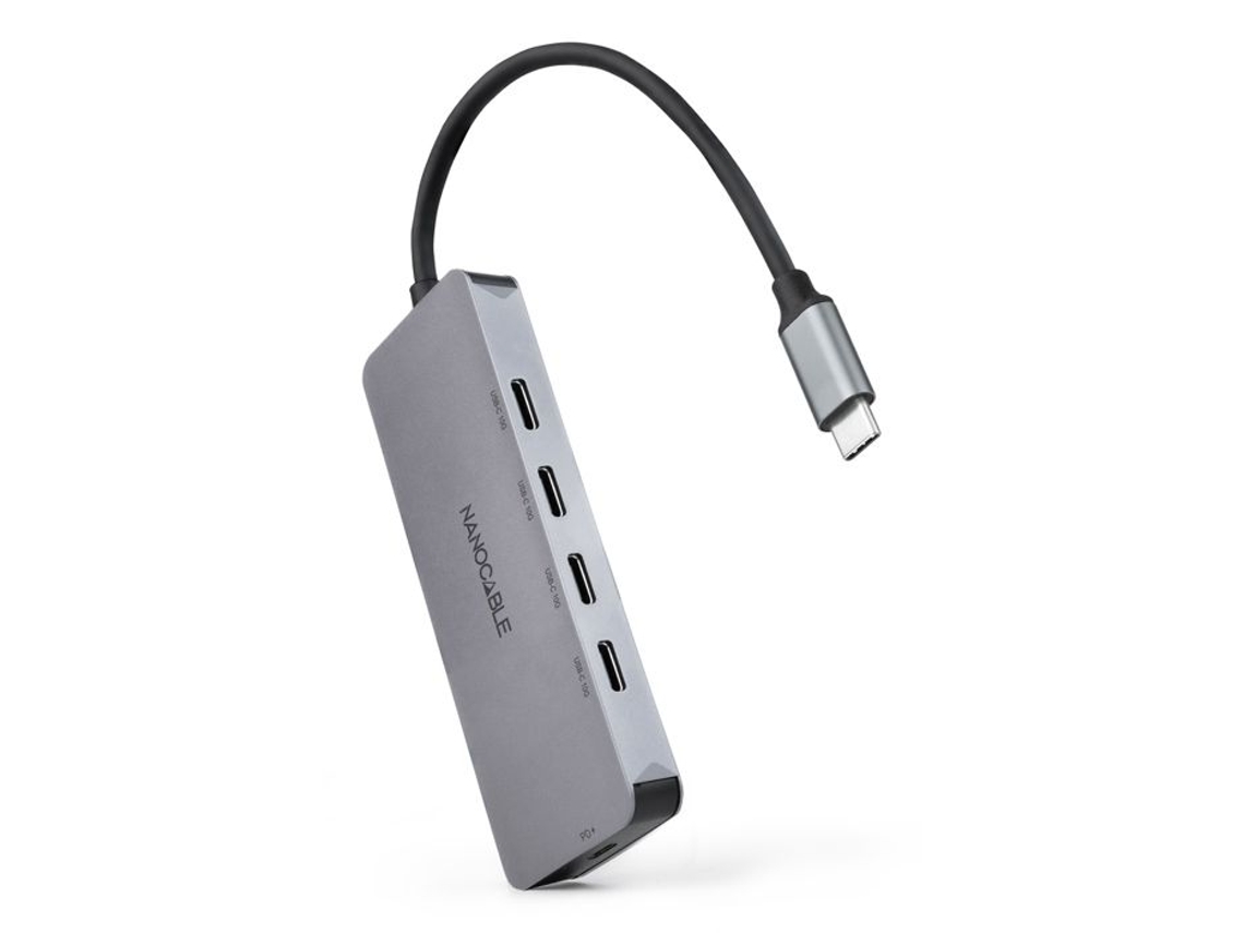 Hub Usb C Nano Cable 4 Portas Usb C Fêmea Alumínio 10 Cm Usb C Pd 100w Aquaforge