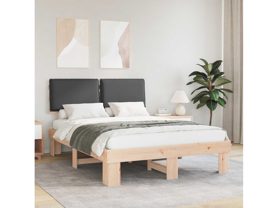 Vidaxl Estrutura De Cama Com Cabeceira Estofada Cinza Escuro