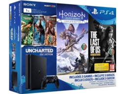 Consola PS4 Slim + The Last of Us + Horizon Zero Dawn + Uncharted (1 TB)