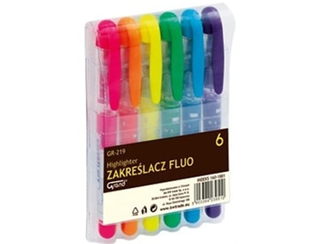 Marcador Fluorescente Gr 219, Conjunto Com 6 Cores Grand