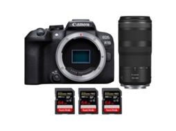 Eos R10 + Rf 100 400mm F5.6 8 Is Usm + 3 Sandisk 64gb Uhs ii 300mb/s Máquina Fotográfica Híbrida Aps c + Ebook Pricedirect CANON