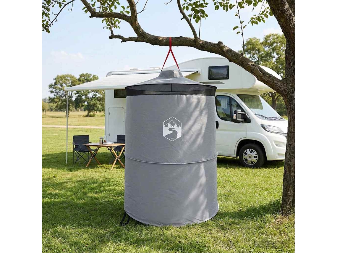 Vidaxl Tenda De Banheiro Pop-up Com Corda De Pendurar Cinza E Laranja