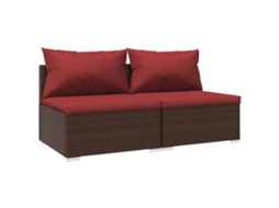 Conjunto 2 lounge de jardim c/ almofadões VIDAXL vime PE castanho