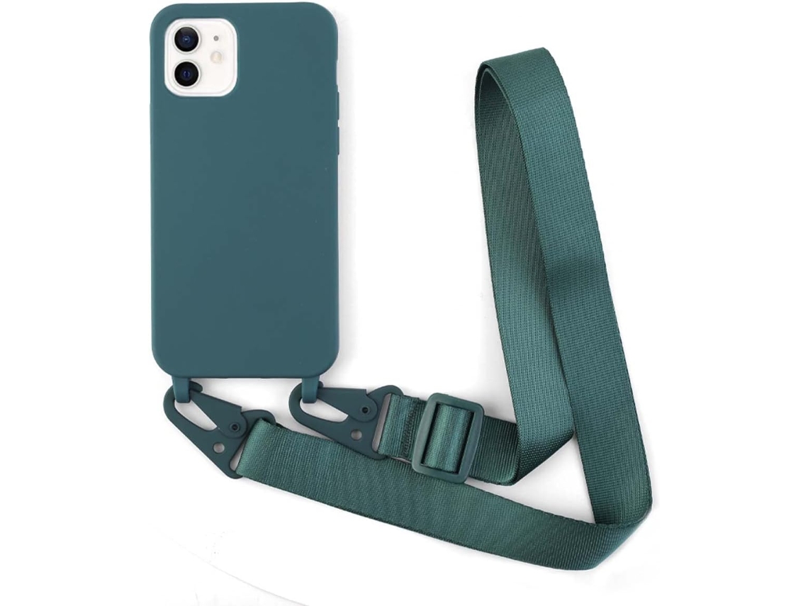 Capa com Cordão Colar para iPhone 12 Mini HONGWE. Silicone Verde