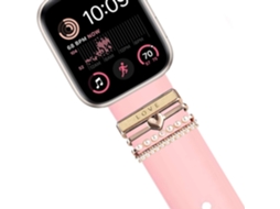 Bracelete Apple Watch Ultra 49Mm Pulseira com Adorno Love Rosa
