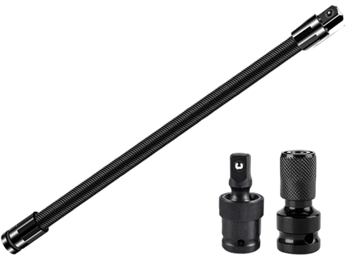Conjunto De 3 Peças Hastes Extensão Flexíveis E Adaptadores Para Chaves Elétricas Manuais, Ideais Para Reparos Em