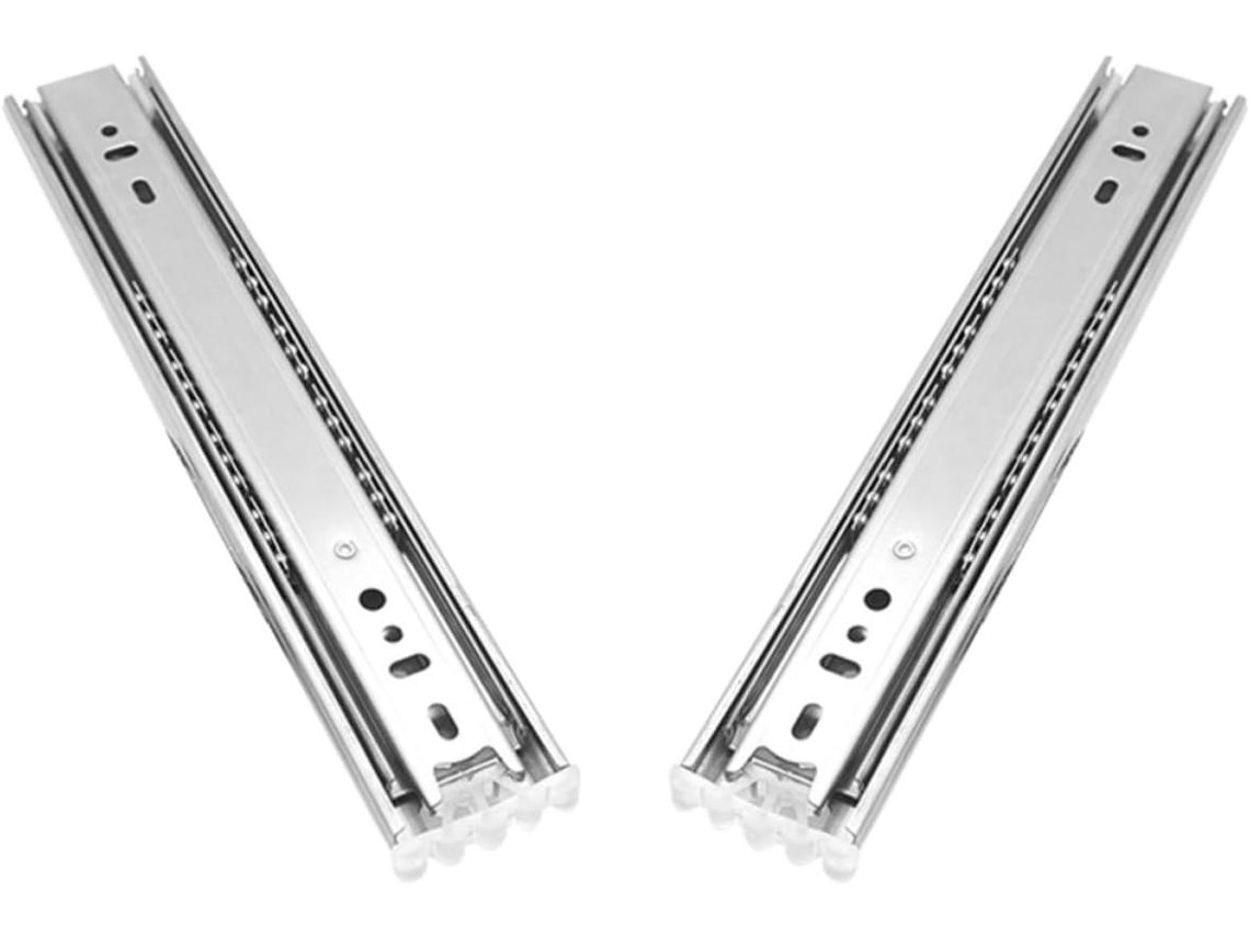 Cabilock 2 Peças Corrediças Para Gaveta Em Aço Inoxidável Com Três Seções, Extensão Total E Rolamentos De Esferas, Cor