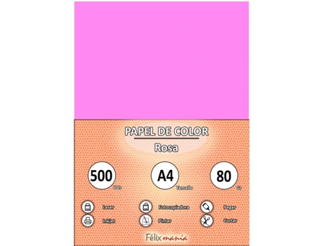 Papel 80Gr A4 Rosa 500 Folhas