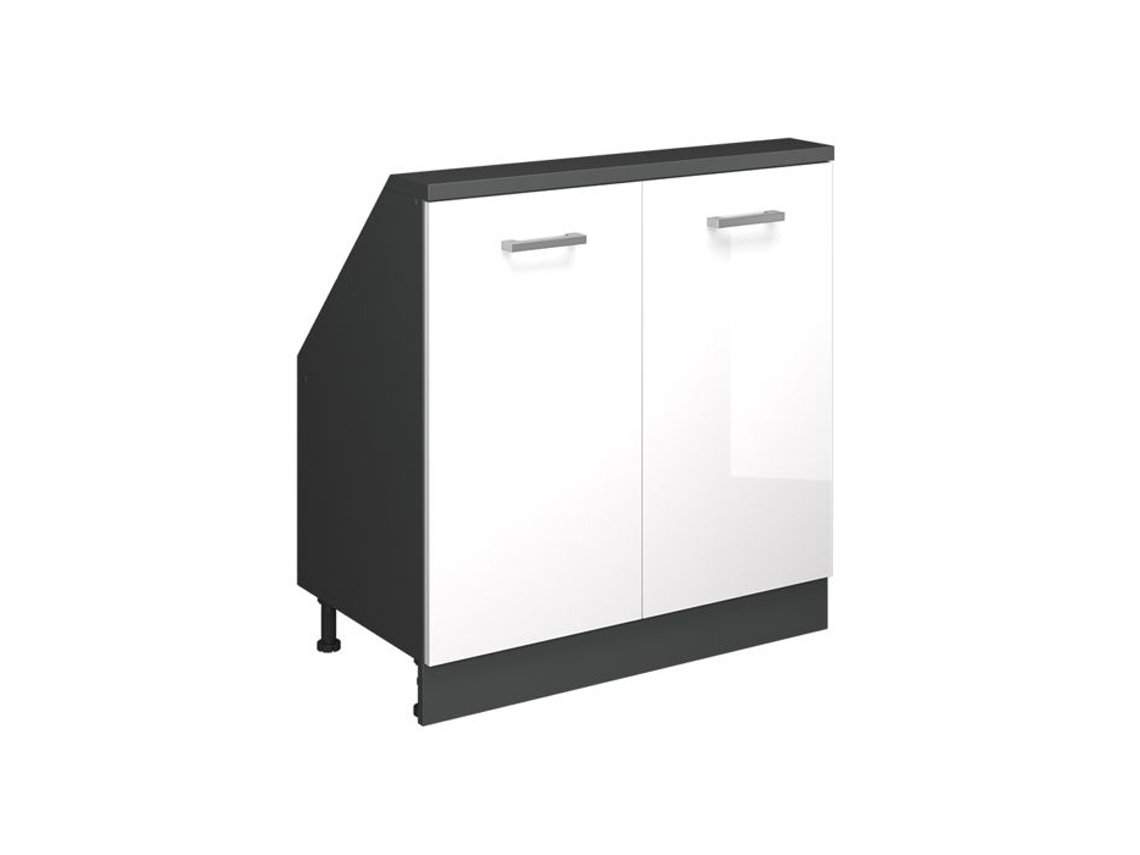 Móvel De Armazenamento Sob A Inclinação Rion, Com 2 Portas, Branco Brilhante/antracito, Antracite, Vicco 2