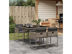 Vidaxl 5 Pcs Conjunto De Jantar P/ Jardim C/ Almofadões Vime Pe Cinza