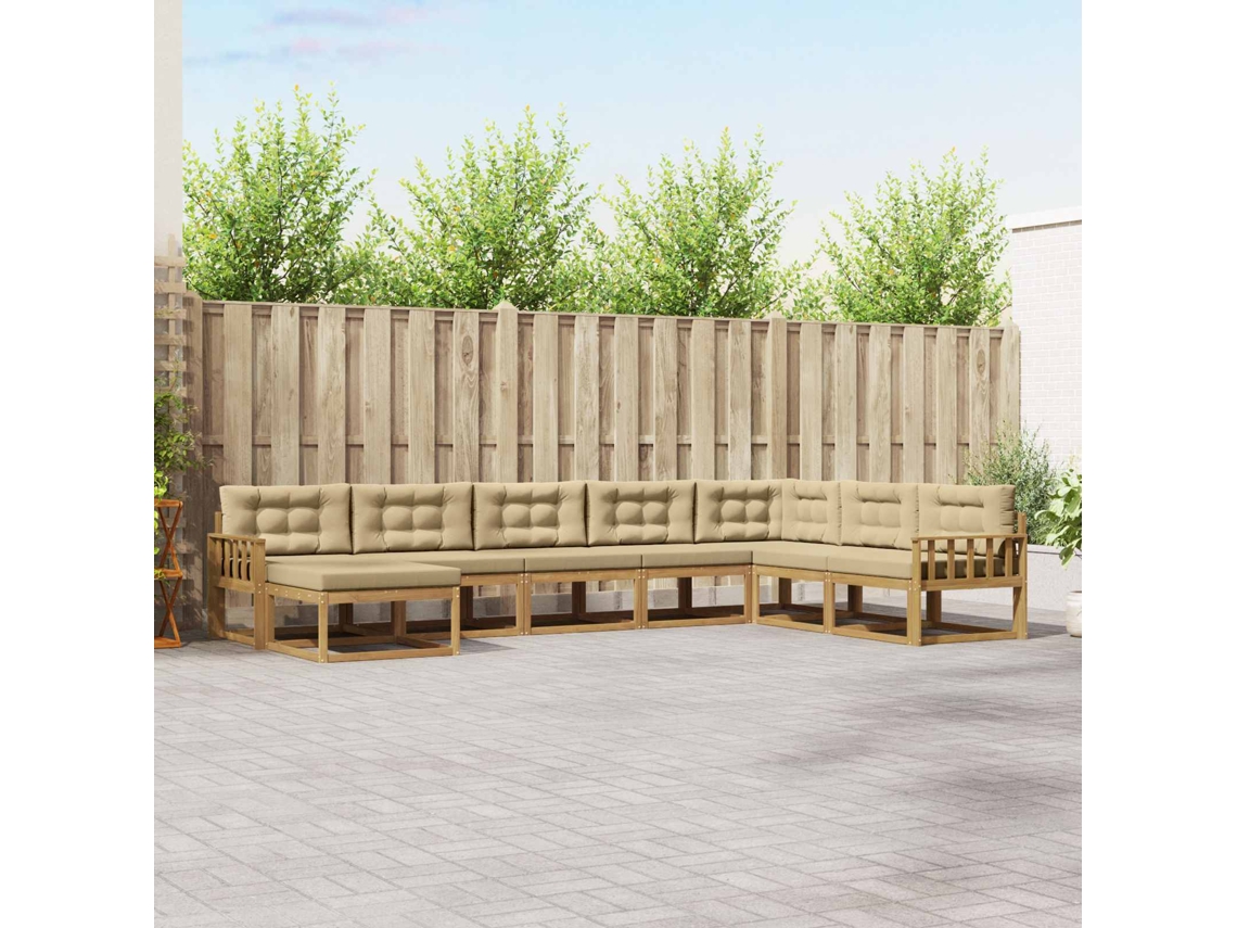 Vidaxl Conjunto De Sofás Para Exterior 8 Unid. Branco E Bege
