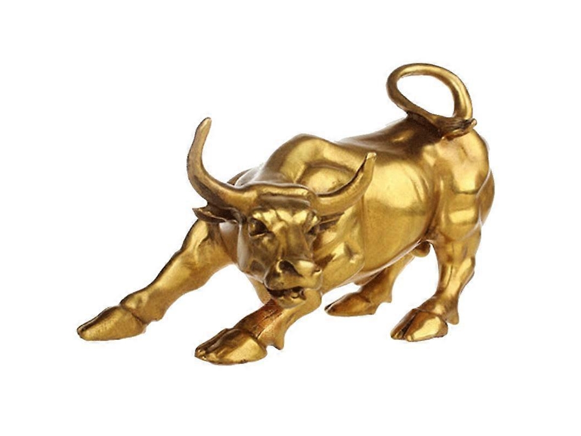 Estátua de Touro da Fortuna em Latão para Feng Shui, Escultura de Touro em Cobre Dourado Representa Sorte na Carreira BRILVIBERA
