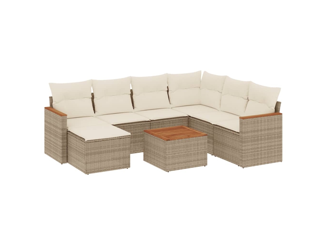 Conjunto de 8 Sofás para Jardim com Almofadões Vime Pe Bege MAISON EXCLUSIVE (8 pcs)