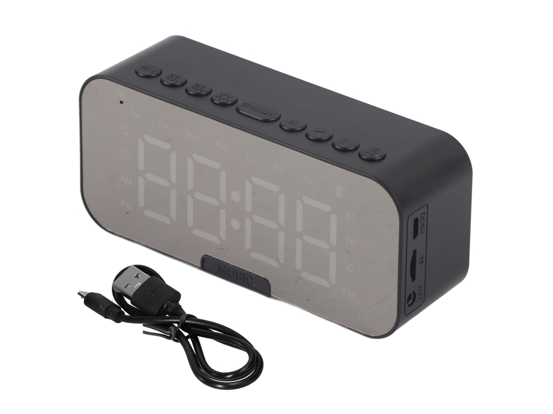 Coluna de Relógio Bluetooth LAXISCREED com Espelho Led