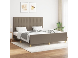 Vidaxl Cama Sem Colchão 160x200 Cm Tecido Castanho-acinzentado
