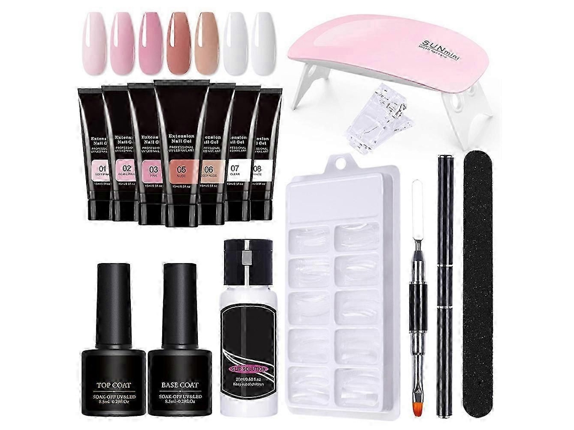 Kit de Unhas em Gel para Construção com Extensão, Formatos Extensíveis, Lâmpada Uv/led, Lixa P Ara Manicure Inicial GOKOCO