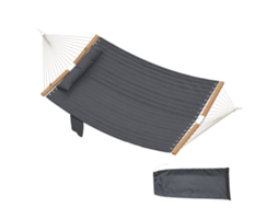 Rede Suspensa 325 Cm Almofada Extra, Tecido Acolchoado, Bolso Revistas, Uso Interno Externo, Cinza