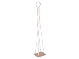 Suporte de Vaso de Plantas Pendurado Primerox com Base de Couro Pu e Corda de Algodão 10cm Amarelo