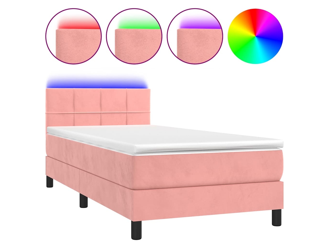 Box Spring Bed, Box Spring Beds Vidaxl Cor-de-rosa Veludo (90 X 200 Cm)