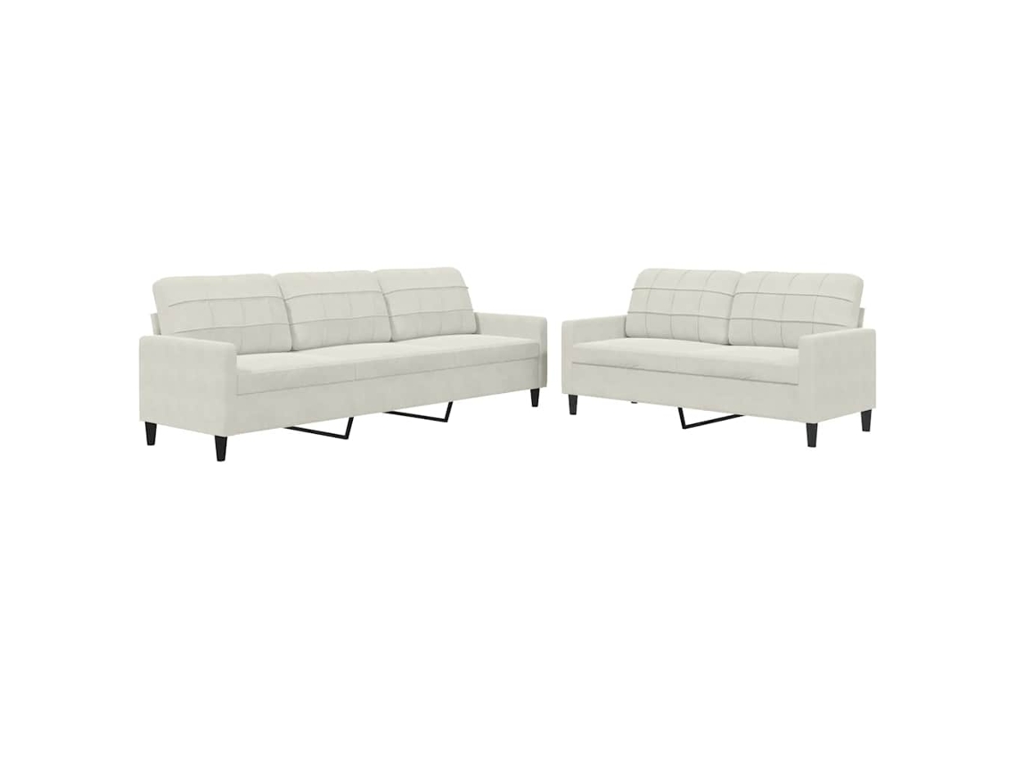 Maison Exclusive - 2 Pcs Conjunto De Sofás Com Almofadões Veludo Cor Creme