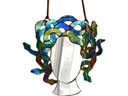 Placa de Acrílico com Vitral Apanhador de Sol 2d Colorido com Cabelo de Medusa Ornamento para Casa, Jardim e Varanda, CHABERLU