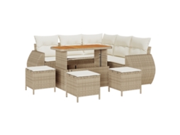Conjunto 9 Móveis Para Exterior Vidaxl Bege Vime Pe (110 X 55 X 71 Cm)