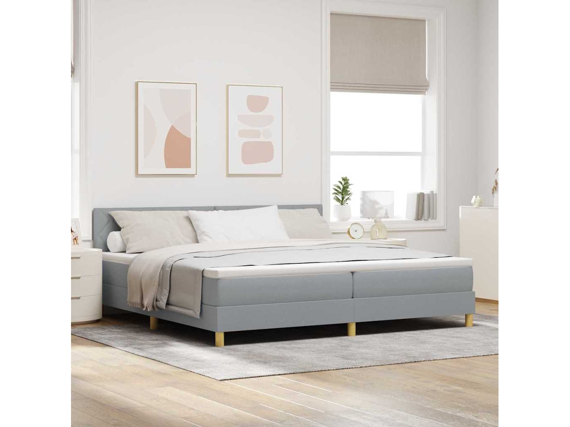 Vidaxl Cama Box Spring Led Cinzento-claro 200 X 200 Cm Tecido