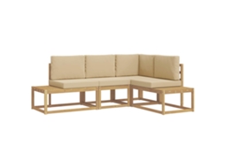 Maison Exclusive - Conjunto De Sofás Para Exterior 3 Peça Branco E Bege Poliéster