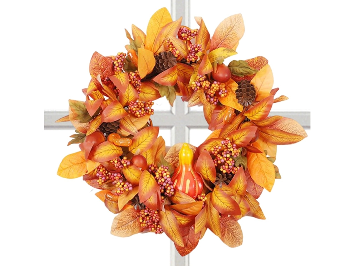 Guirlanda De Outono Para Porta Guirlanda Da Colheita Com Frutos De Bordo De 50 Cm | Decoração Fest Gokoco