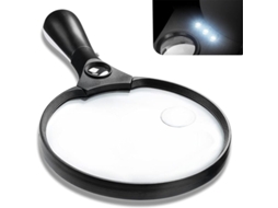 Lupa Grande De 5,5 Polegadas Com Ampliação De 2x/4x/25x E 3 Luzes Led. Aquaforge