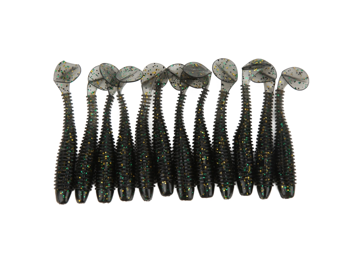 Anub 12pcs Isca Artificial T Tail Pvc 70mm 2.9g Worm Bait com Cheiro Atrativo para Pesca em Águas Diversas