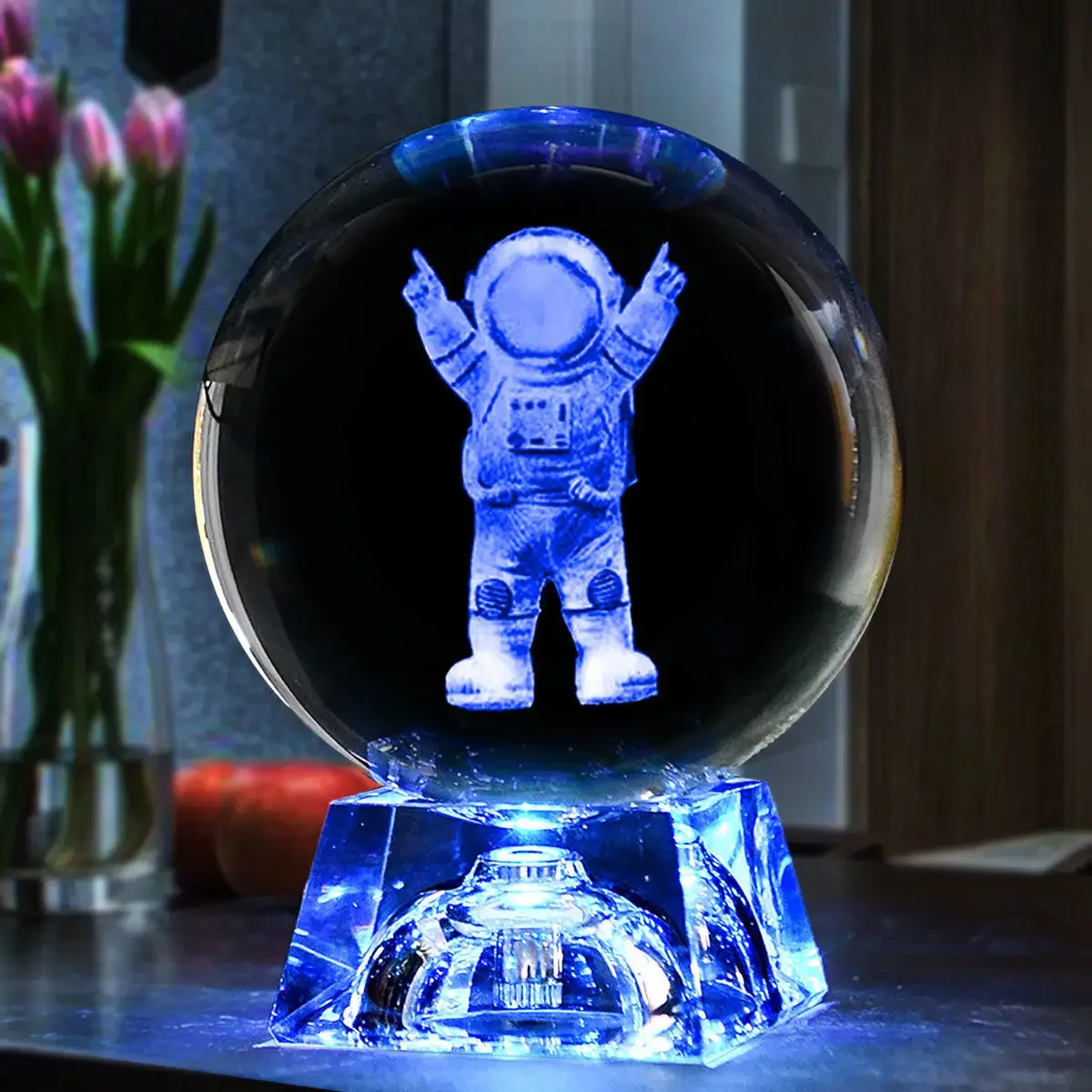 Bola de Cristal Led, Bola de Vidro 3d, Decoração para Casa, Enfeite para Presente de Dia Dos Namorados. MDUG