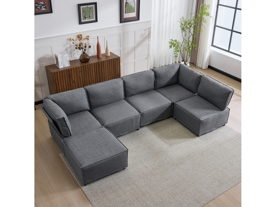 Conjunto De Sofá Modular Em Madeira Semi-comprimida, Com Estilos Versáteis E Diversos, Flexível E Fácil De Montar