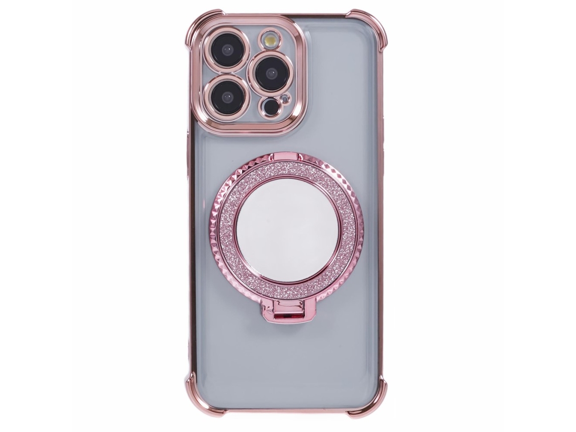 Suporte Casa Galvanizado Para Iphone 15 Pro Max Pele Sintética Rosa
