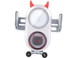Carregador Veicular Sem Fio Com Suporte Giratório Para Celular, Luzes De Ventilação E Operação Manua Gokoco