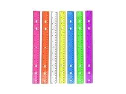 Régua transparente de 30 cm com 12 furos, ideal para desenho, matemática e medição. Perfeita para desenhar.