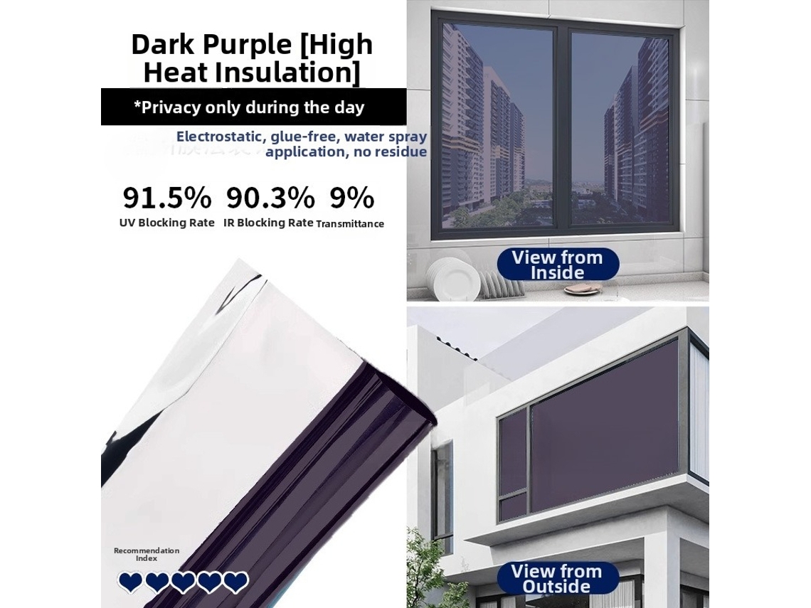 Película Espelhada Térmica para Vidro Grossa com Unidirecional Anti voyeur e Proteção Uv DIGITALLAB (50x100cm Roxo)
