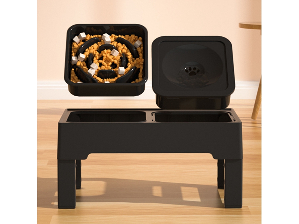 Adjustable Elevated Dog Bowls (adjustable Height, 2-in-1 Slow Feeder) Eoocoo