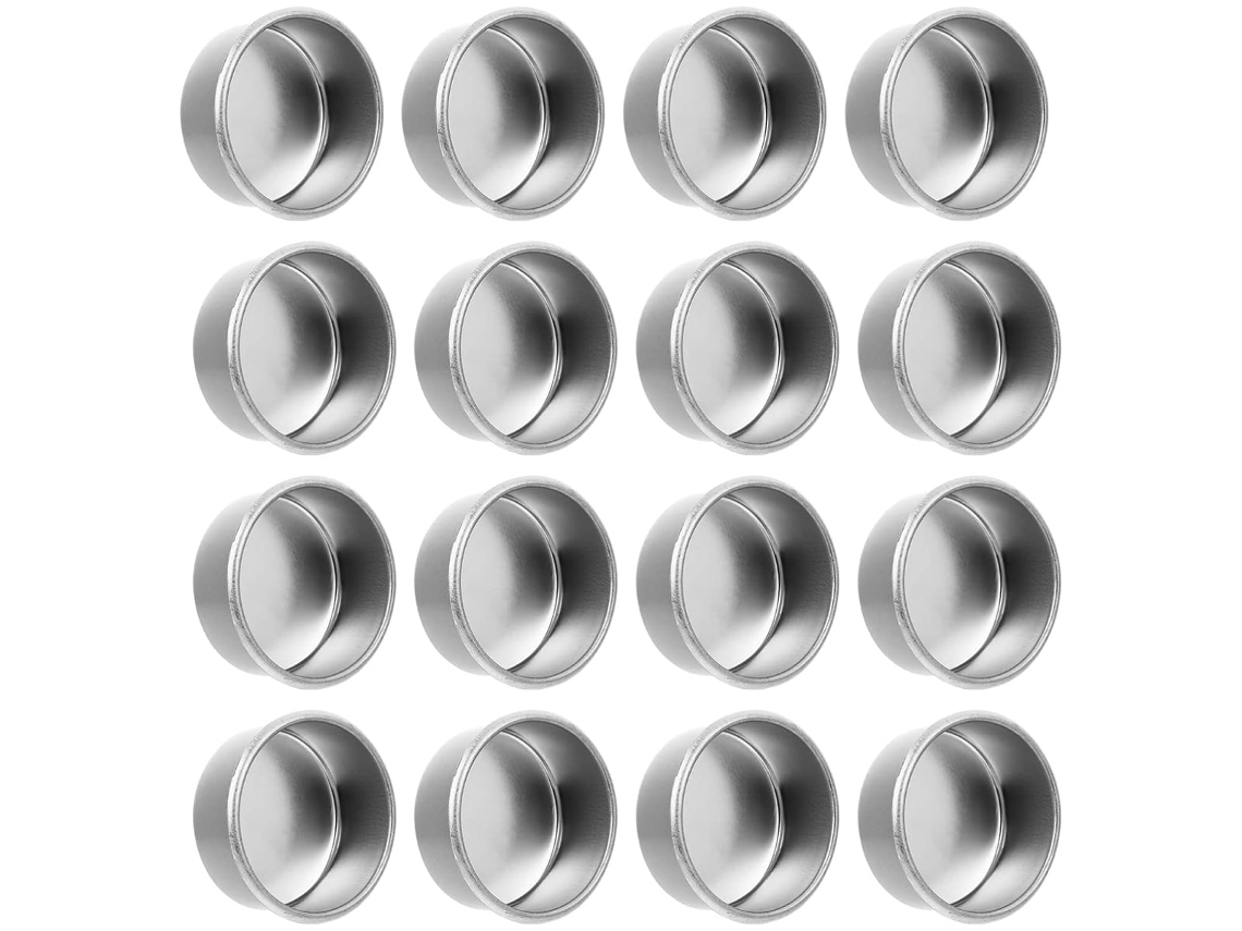 Conjunto De 20 Peças De Xícaras De Chá Redondas Em Alumínio Prateado E Castiçais, Práticos Castiçais De Metal.