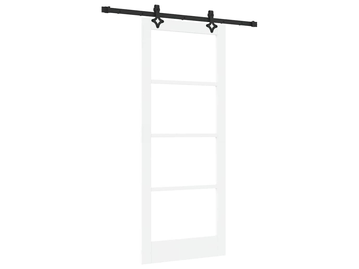 Porta Deslizante Com Conjunto De Ferragens Vidaxl Branco Madeira De Pinho Maciça