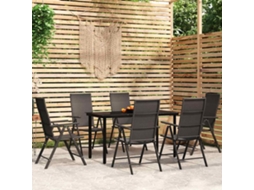 Vidaxl 7 Pcs Conjunto De Jantar Para Jardim Preto