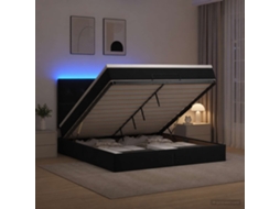Vidaxl Cama Ottoman Com Colchão E Led Preto 140 X 200 Cm Veludo